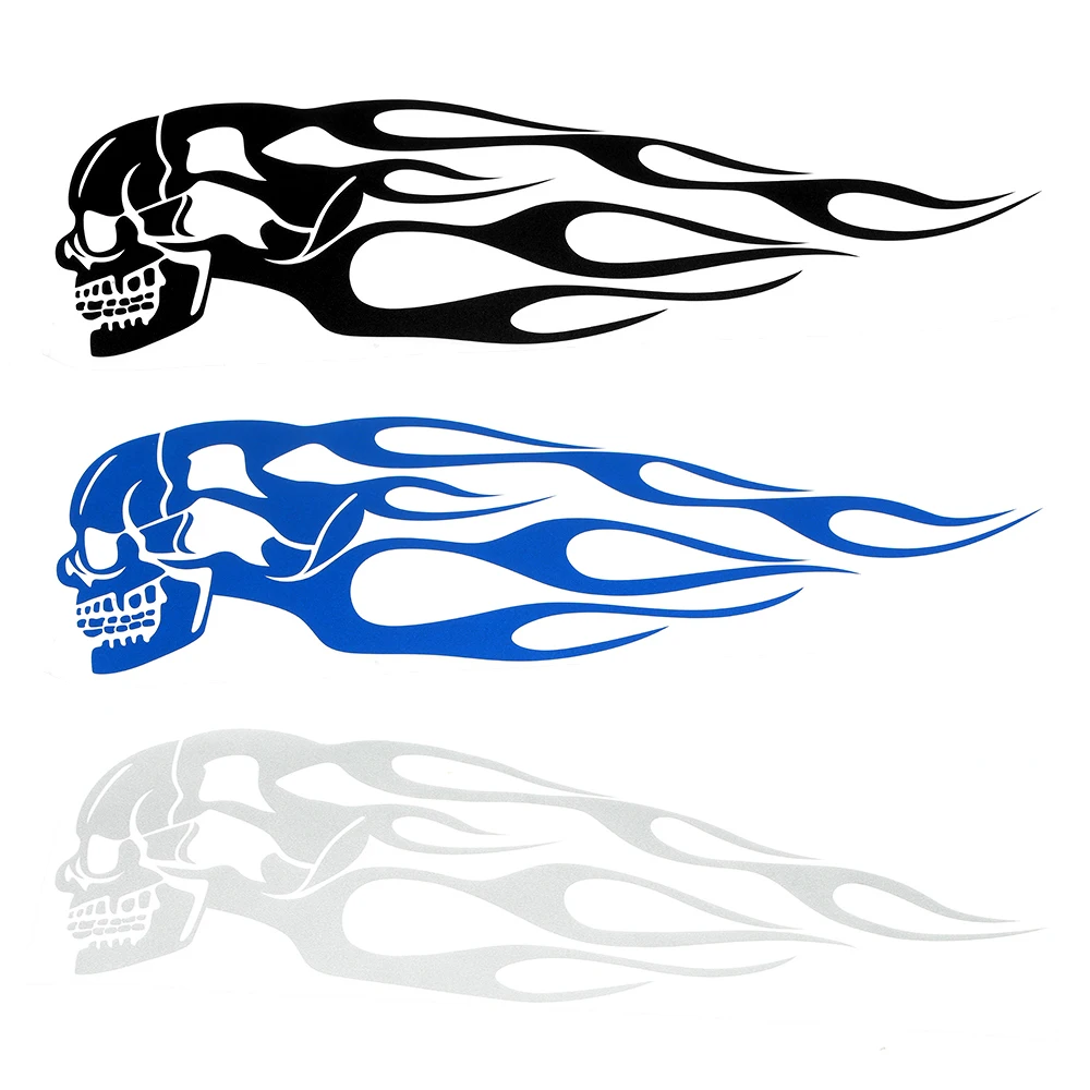 

Pair Universal Stickers Moto Motorcycle Decal Gas Oil Tank Flames Skull Badge Sticker Motorcycle