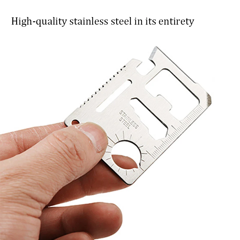 11-in-1 EDC Multi-tool Card Multifunctional 420 Stainless Steel Pocket Jar Bottle Opener Screwdriver Spanner Ruler Outdoor tools