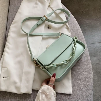 

Fashion Chain Design Small PU Leather Flap Bags for Women 2020 Solid Color Lady Shoulder Cross Body Bag Simple Travel Hand Bags