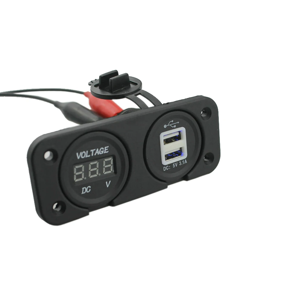 DIY 12~ 24V Водонепроницаемый для автомобилей и мотоциклов, двойной Зарядное устройство 3.1A вольтметр 2-Порты и разъёмы USB Мощность розетка с защитой штекеров