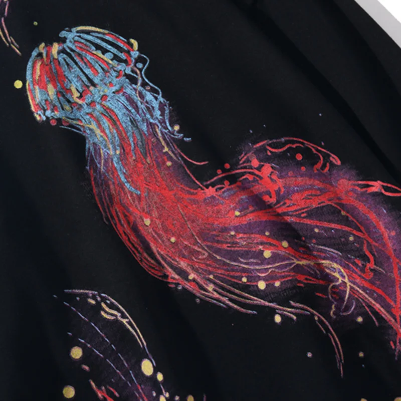Hip Hop Hoodies Sweatshirt Cool Jellyfish Printed Men Harajuku Streetwear Hoodie Pullover HipHop Oversized Clothing Cotton