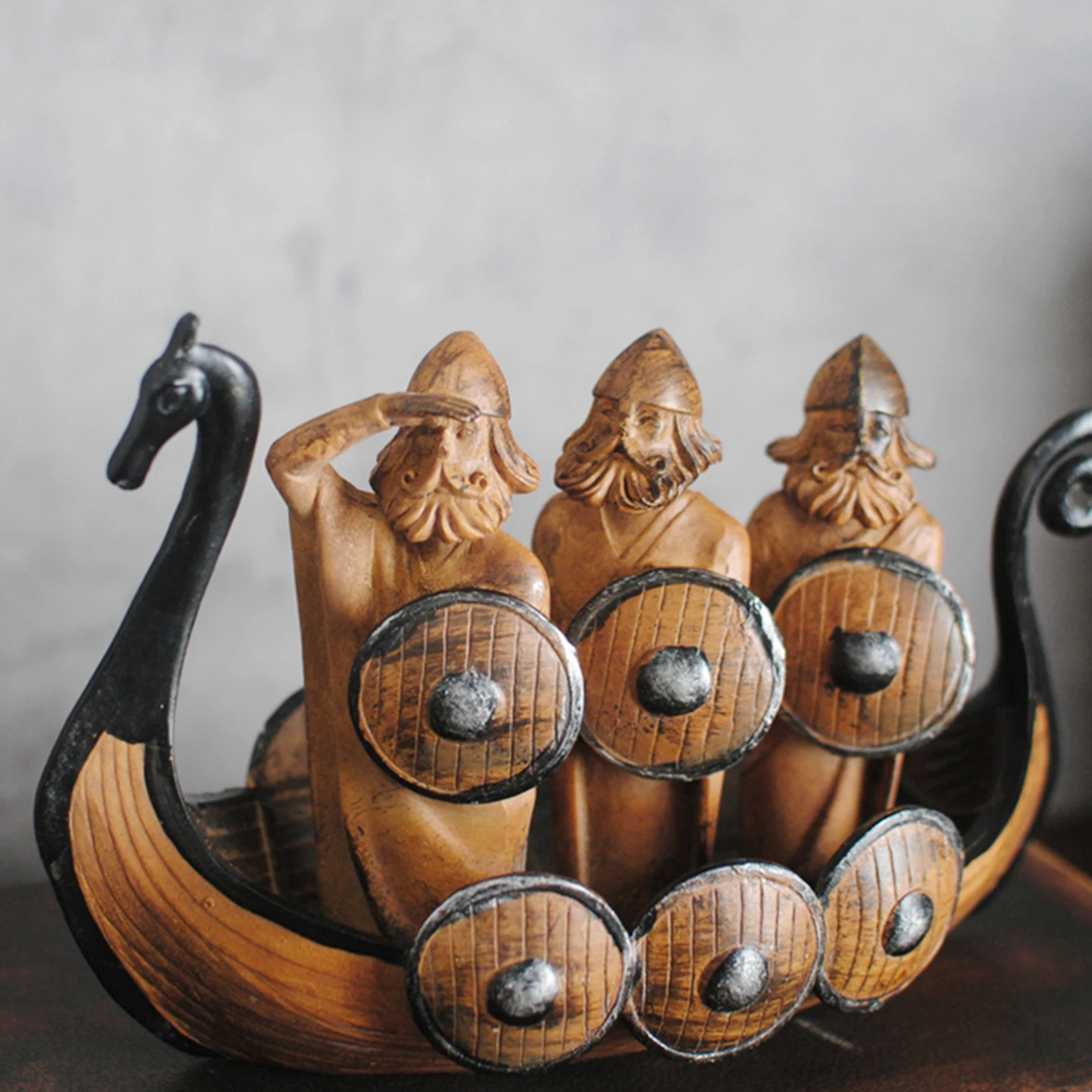 Resin Viking Boat Dragon Ornament Retro Ships Decoration Handicraft Home | Дом и сад