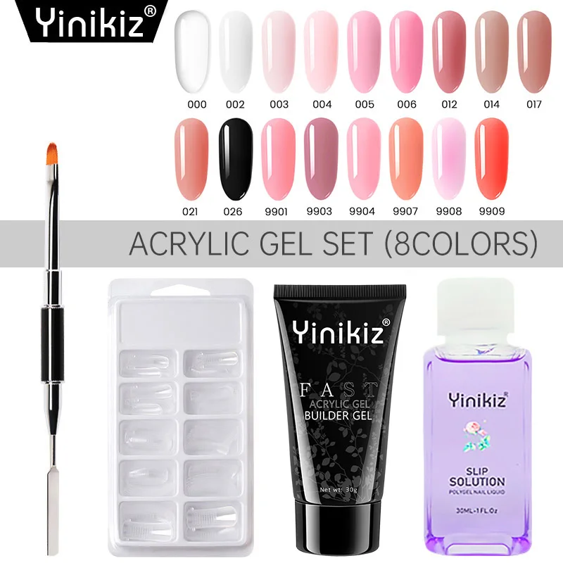 Yinikiz 30ml 4pcs Acrylic Gel Set Extend Fast UV Builder UV Gel Slip
