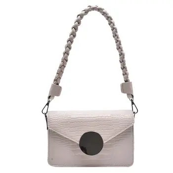 

New Ladies Fashion Handbag Pure Color Wild Shoulder Bag Young Women Banquet Messenger Bag Female White