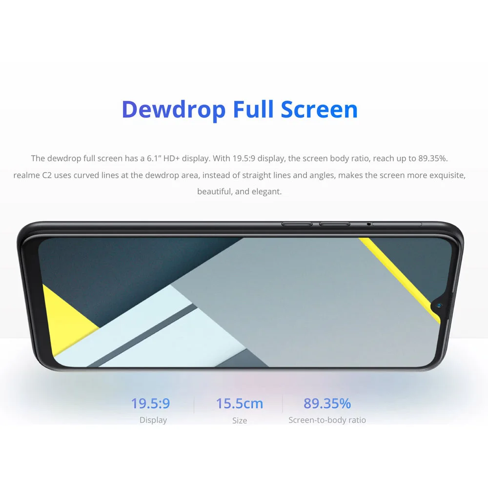 Мобильный телефон Realme C2 RMX1941, версия RU, 6,1 дюймов, 2 Гб ОЗУ, 16 ГБ, ROMDual, камера заднего вида, 13 МП, 2 Мп, fm-радио, две sim-карты, 4000 мАч, Smatrt, телефон