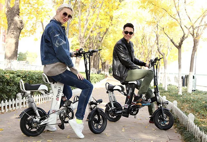 Electric Bikes Adults 2 Wheeled Electric Bicycles 12 Inch Max Range 100KM 48V 400W Mini Portable Foldable Electric Scooter (16)