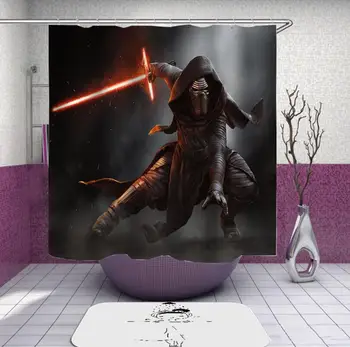 

High Quality Star Wars 3D Printed Shower Curtains Bath Products Bathroom Decor with Hooks Waterproof 03