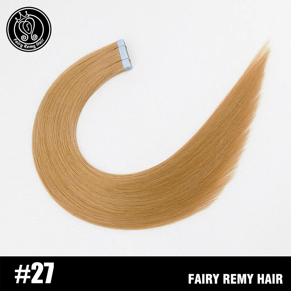 #27 Накладные Человеческие волосы Remy на ленте, настоящие натуральные волосы, невидимые, бесшовные, пепельный блонд, европейские клеящиеся волосы для наращивания, 2 г/шт - Цвет: #27