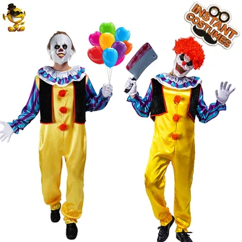 

Halloween Men Pennywish Killer Clown Jumpsuit Masquerade Cosplay Adult Killer Clown Costume