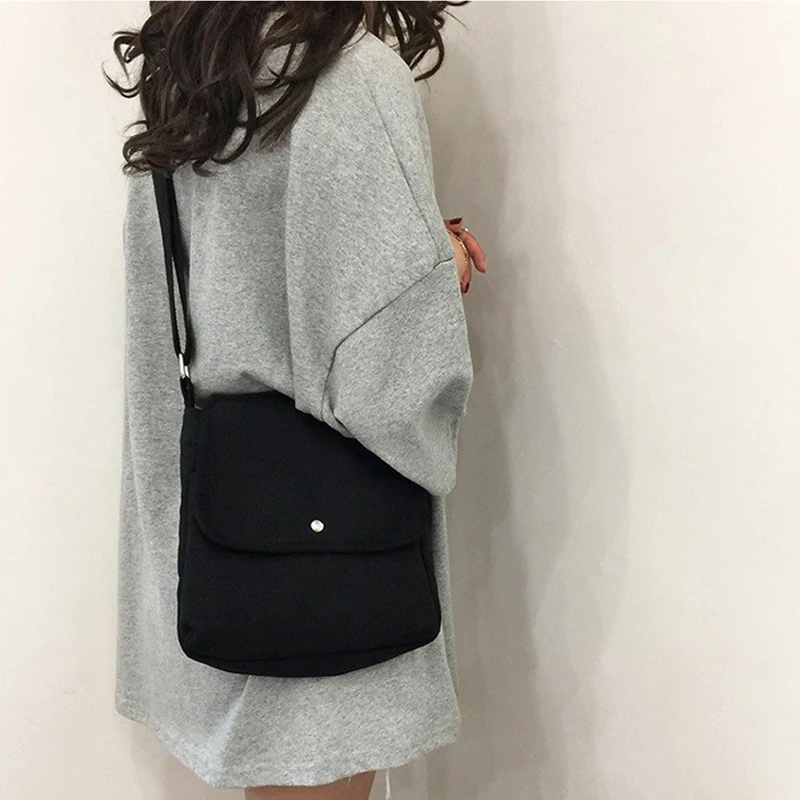 

Trend Lady Solid Color Canvas Messenger Bag Practical Capacity Small Square Bag Travel Shopping Casual Ladies Shoulder Bags