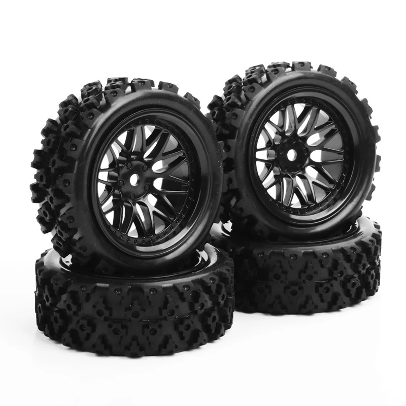 Set 4PCS BBNK 1/10 RC On Road Speed Racing Car Rubber Treaded Tires Tyre & Wheel 