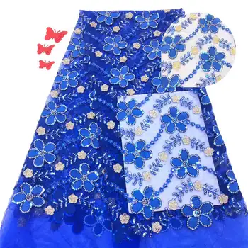 

Beautiful Design Sequined Embroidered Mesh Lace Fabric For Women Party Dress Lace African Gold Sequins Guipure Net Lace Material