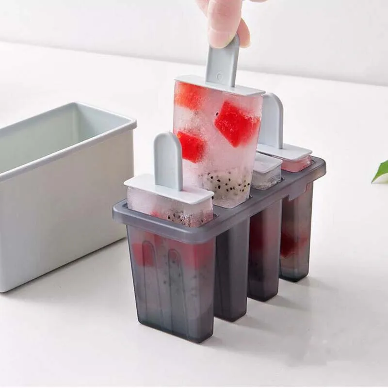 4 ячейки практичная форма для мороженого DIY Popsicle классическая домашняя простая Удобная форма для крема поднос производитель замороженный кубик льда формы