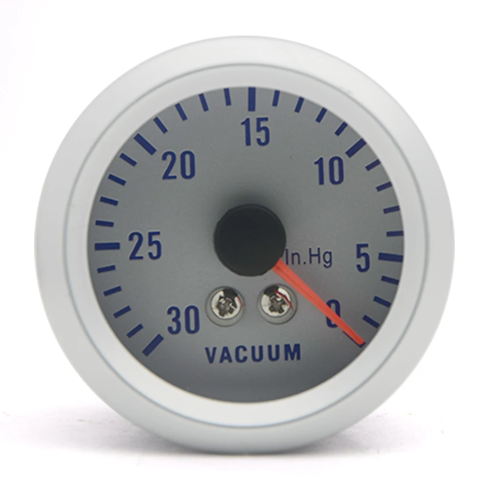 2Inch 52mm Universal Car Analog Vacuum Gauge 0-30 InHg LED Light Silver Face