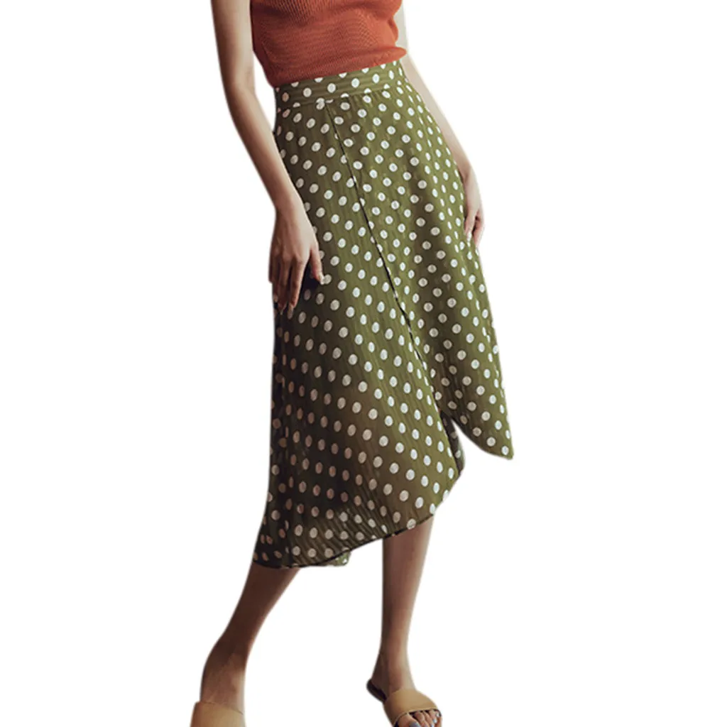 Skirt Women's Skirt Printed Dot High Waist Skirt Slim Casual Short Skirt Polyester Womens Skirts Summer Fashion 2020
