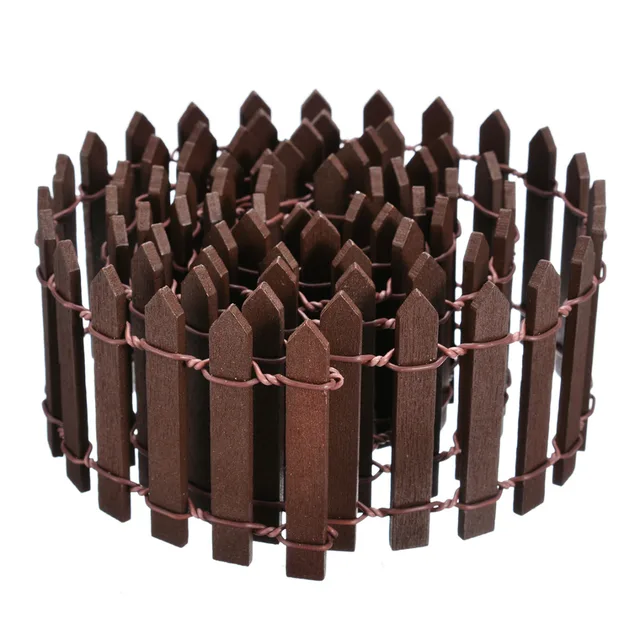 Miniatűr Fa Kerítés Dekorok Diy Tündérkert Mikro Babababa Kapuk Dekoráció Dísz Fehér/Kávé Színű 100*5 Cm/100*3 Cm - Image 6