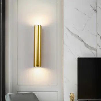 

Gold Pipe Wall Lamps Tube Light Home Decor Bathroom Bedroom Lamp Wall Sconces Modern Led Mirror Light Loft Industrial Luminaire