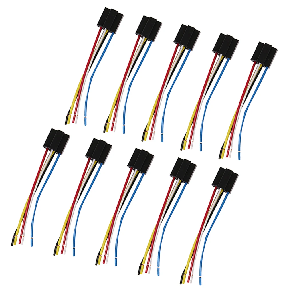 Car 12V 12 Volt DC 40A AMP Relay Cable Set Socket 5 Pin 5 Wire * 10pcs