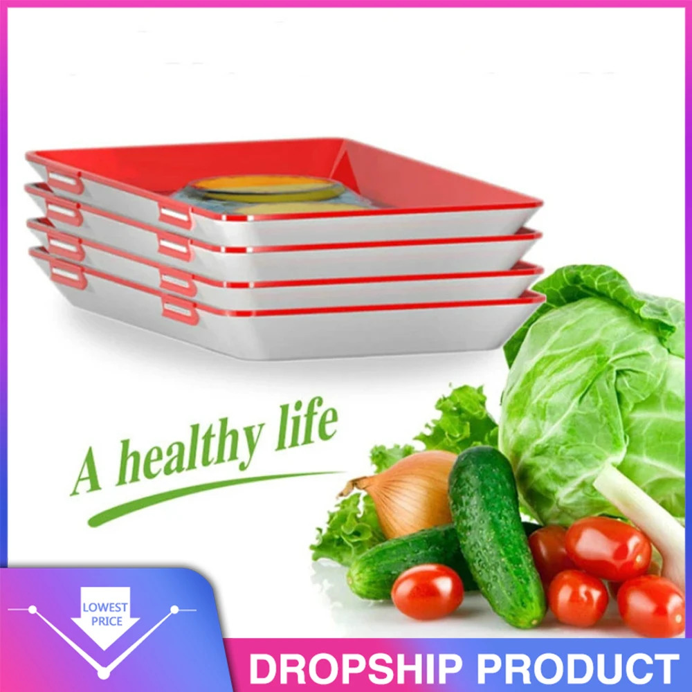 

Clever Tray Creative Kitchen Items Food Storage Container Set Food Fresh Storage Microwave Cover Food Preservation Tray Dropship