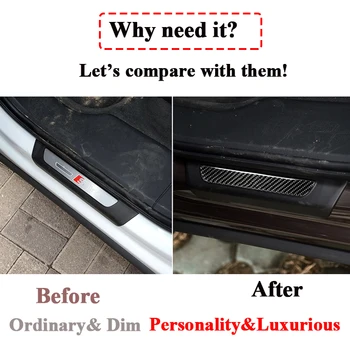 

Real Carbon fiber Welcome pedal Car door Decorative Frame Cover Stickers Interior Moulding For Audi Q7 SQ7 4M