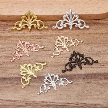 

1000pcs Filigree Brass Metal Coner Flower European Charms Ornaments Accessories DIY Bridal Wedding Hair Jewelry Making Wholesale
