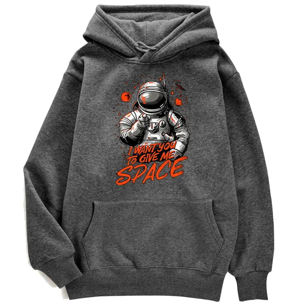 

I Want You To Give Me Astronaut Prints Hoodie Man Harajuku Style Hoody Crewneck Casual Clothing Autumn Fleece Pullover Hoodies