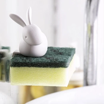 

Sponge Holder Soap Holder Creative Rabbit Scouring Cloth Storage Rack Kitchen Sink Sponge Storage