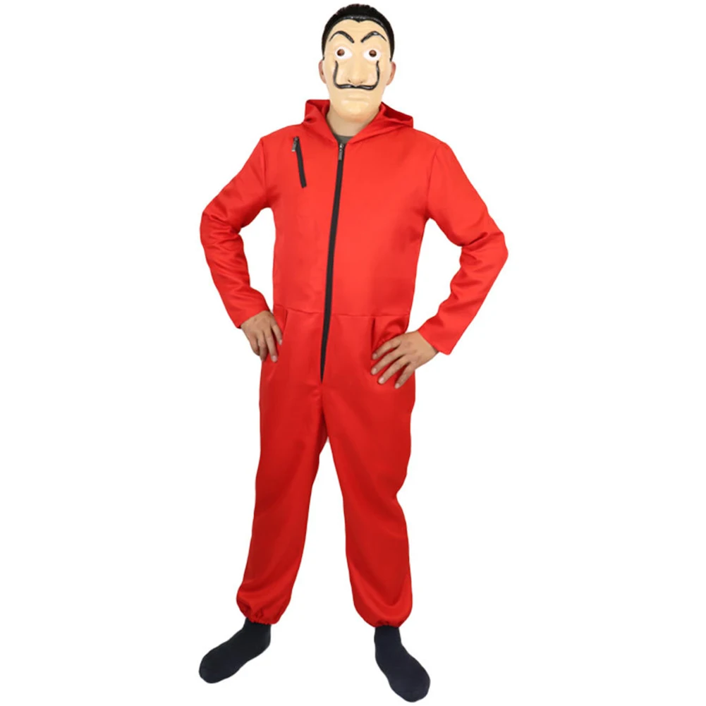 

Easy Wear One Piece Suits The Paper House Cosplay Halloween Costume Realistic Polyester Adults Joker Party With Mask Red Festive