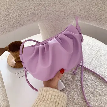 

Fashion Women Small Crossbody Bags 2020 Soft Leather Folds Ladies Mini Shoulder Bags Simple Girls Evening Clutch Purse Phone Bag