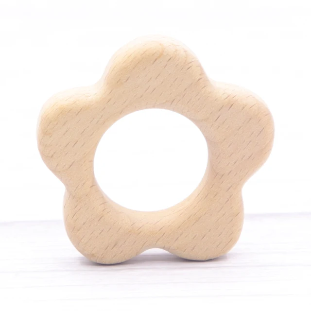1pcs Baby Animal Natural Beech Teething Wooden Teether Rodent Flowers Clouds Tiny Rod   Pendant For Pacifier Chain  Products A17