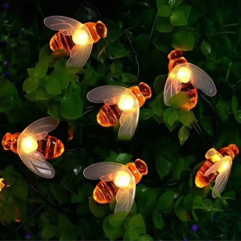 

Christmas Light Solar Powered Bee Led String Fairy Light 20Leds 50Leds Outdoor Garden Fence Patio Christmas Lights Garland Decor