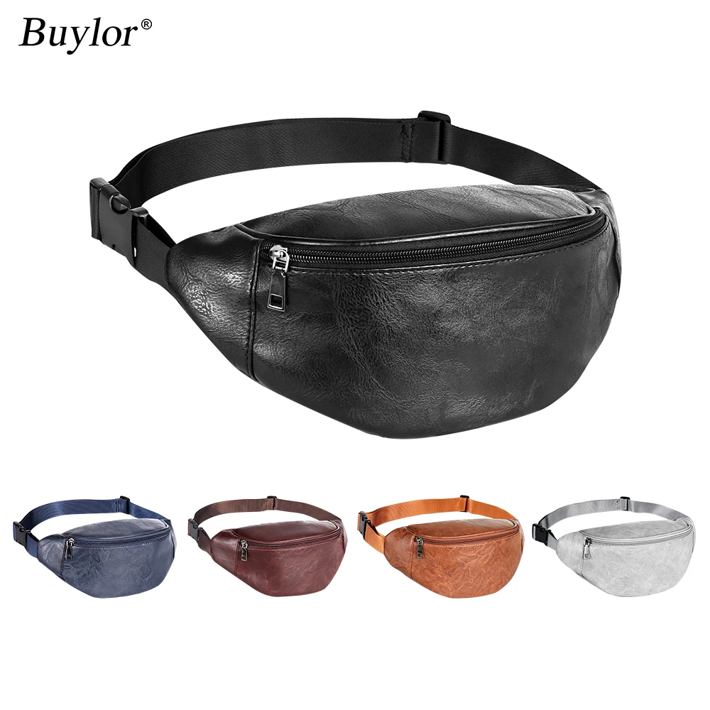 Buylor Fanny Pack Womens Belt Bag PU Leather Waist Bag Hip Bumbag Men Waterproof Waterproof