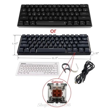 

RGB Backlit Bluetooth 5.0 Wireless Dual Mode Mechanical Keyboard,Portable Compact Waterproof Mini Gaming 61 Gateron Keys Au19 20