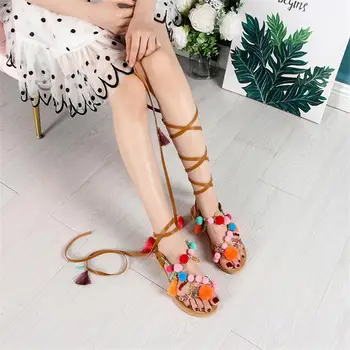 

style toe sandals women 2020 color fur tassel strap flat sandals