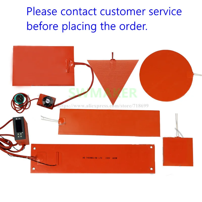 Non-standard Customized 3D printer square/Round silicone rubber Heater heated bed heating plate/pad W Temperature control | Компьютеры и