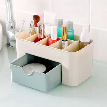 

Makeup-organizer Plastic Cosmetics Box Large Makeup Holder Nail-Polish Organizer Swabs-Holder Bathroom storage box