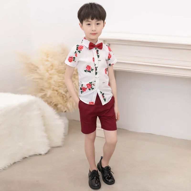 

Summer Childrenswear BOY'S Suit Shirt + Shorts Two-Piece Set Children Korean-style