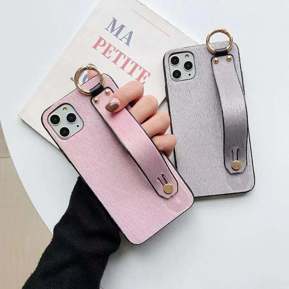 Wrist Strap Soft Plush Phone Case For iPhone 11 Pro XS MAX XR X Ultra Thin Band Holder Back Cover 7 8 Plus Capa |