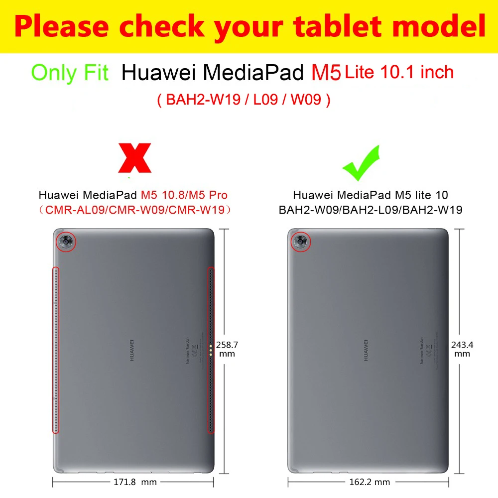 Кожаный чехол BIGTECH для huawei MediaPad M5 Lite 10,1 дюймов, защитный чехол для huawei M5 Lite BAH2-W19L09W09, флип-чехол для планшета