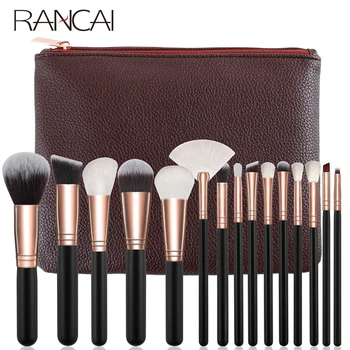 

RANCAI Pro 15pcs Makeup Brushes Set Powder Foundation Eyeshadow Make Up Brushes Cosmetics Soft Synthetic Hair with Leather Case