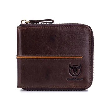 

1 PC Men Cross-section Wallet Genuine Leather Short Multi-card Business ID Credit Card Holder Wallet Leisure Zipper Money Wallet