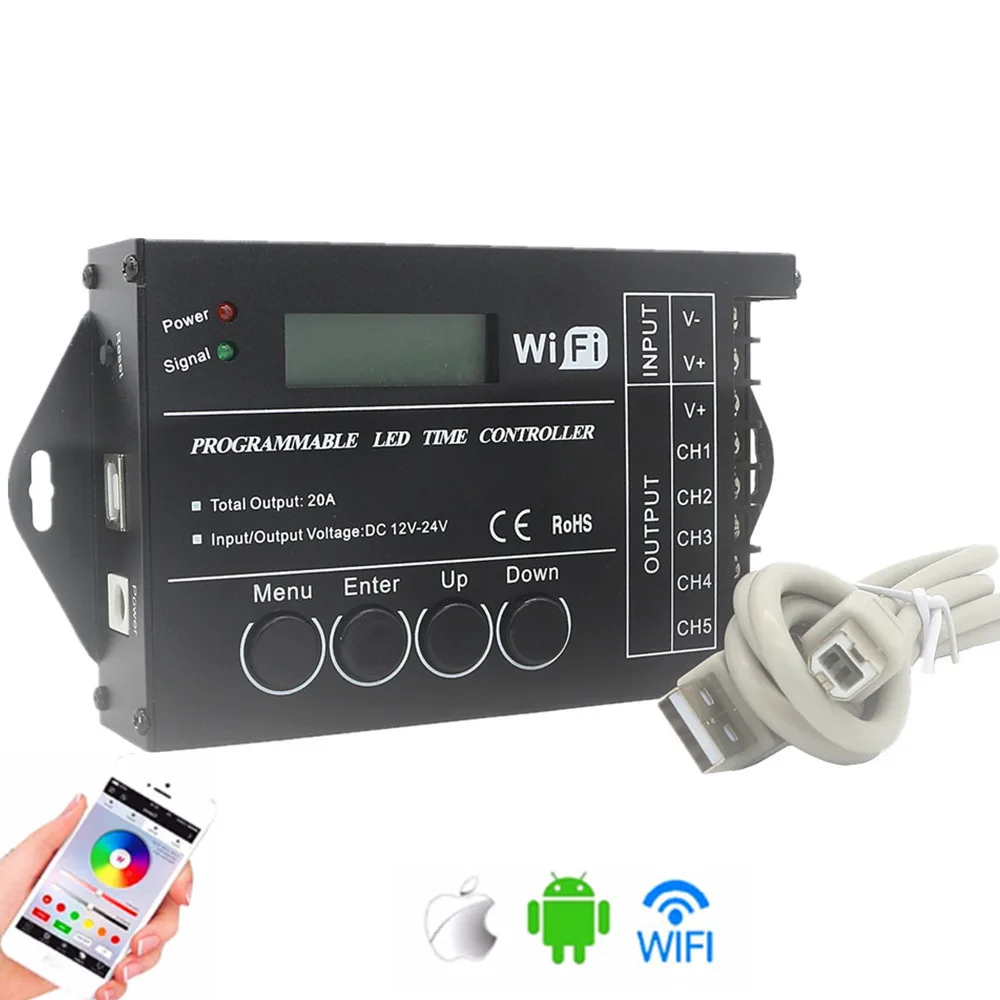 Программируемый светодиодный RGB контроллер TC421 TC420 Wi Fi время DC12V/24 В 5 каналов общий