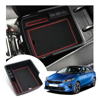 RUIYA Car Armrest Storage Box For Ceed GT 2018 2019 2020 Central Control Armrest Box Auto Interior Styling Accessories Red Black 1