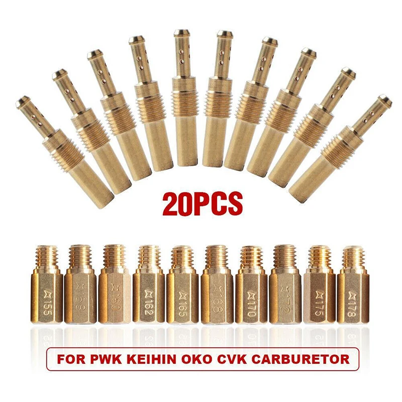 20PCS Replacement Metal Carburetor Main Jet Nozzle kit And Slow/Pilot For PWK Keihin OKO CVK Repair Tool parts | Инструменты