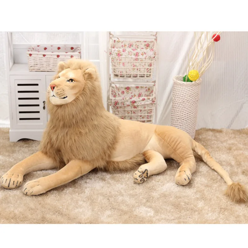 Big Size 80cm/110cm/120cm Real Life Lion Leopard Stuffed Plush Toys Simulation Artificial Animal Doll Home Decor Accessories