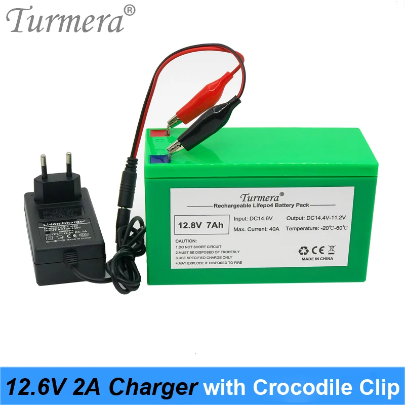 Turmera 12V 12.6V 2A Lithium Battery Charger with Crocodile Clip for 12V Lead Acid Battery 7Ah 10Ah20Ah Motorcycle Power Charger 05