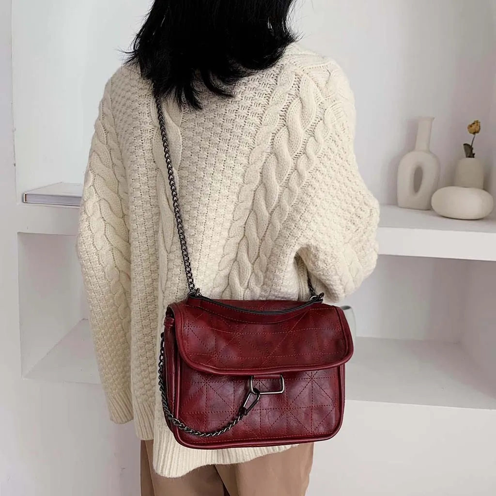 Маленькая квадратная сумка новые сумки высокого качества одноцветные винтажные кожаные сумки через плечо для женщин зимняя сумка через плечо