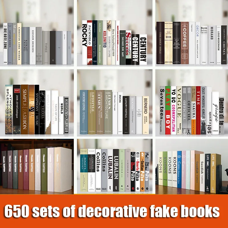 

6 Books Modern English Simulation Fake Book Decoration Props Model Cafe/Restaurant/Bookstore/Party Decoration Atmosphere Toy