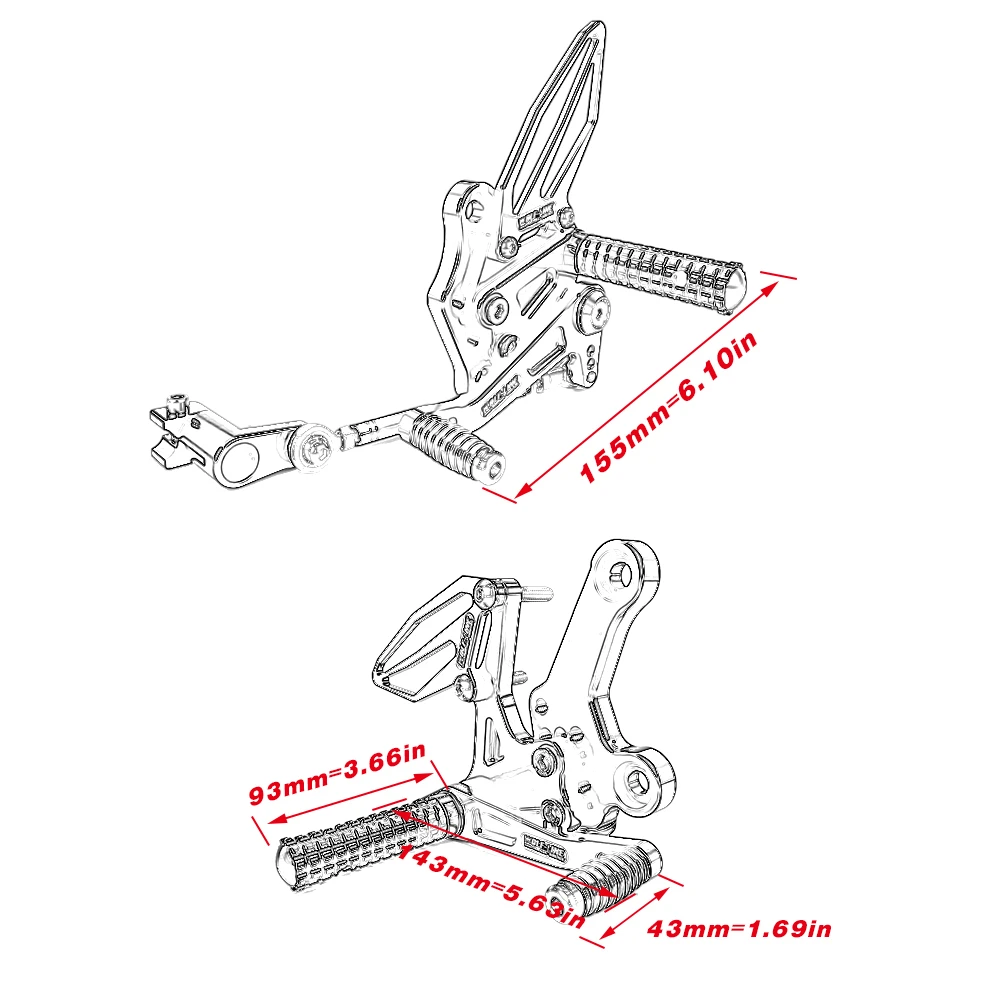 Adjustment Rider Motorcycle Footrests Rearset Rear Footpeg Foot Rests for Kawasaki Ninja 400 Z400-Ninja400 Ninja 250 motorcycle accessories motorcycle footrests