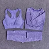 Women Seamless Yoga Set Fitness Sports Suits Gym Clothing Long Sleeve Crop Top Shirts High Waist Running Leggings Workout Pants 1